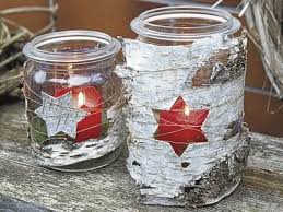 Ausgeschnittene Birkenrinde Hullt Diese Einmachglaser Hubsch Ein Basteln Weihnachten Naturmaterialien Basteln Weihnachten Weihnachtlich Gestalten