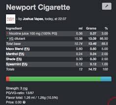Recipe made by kahuna from a&l; Newport Cigarette Flavor Art Vaping Underground Forums An Ecig And Vaping Forum
