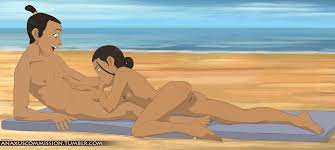 1boy 1girls anaxus avatar the last airbender barefoot beach  blowjob blue eyes breasts brother and sister calf muscles edit erect  nipples fellatio happy incest inuit katara netorare on back