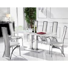 Jet Large Glass Dining Table In Super White And 6 Chicago Chairs Furniture In Fashion Glass Dining Table Rectangular Glass Dining Room Table White Glass Dining Table