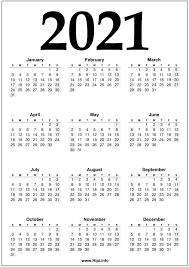 Below given 2021 printable calendar that has all the 12 months calendar printed on one page. 2021 Year 2021 Calendar Printable Black And White Hipi Info Calendars Printable Free