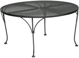 Grand and slick wrought iron table bases. Woodard Wrought Iron Round Mesh Umbrella Coffee Table
