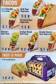 Taco Bell Picture Menu Fast Food Menu Mexican Fast Food Fast Food Pasta