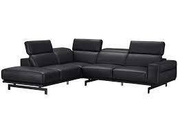 Canape D Angle Gauche 4 Places En Cuir Raven Coloris Noir Vente De Canape D Angle Conforama