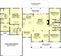 Country Style House Plan 3 Beds 2 Baths 1834 Sq Ft Plan 430 83 Country Style House Plans House Plans One Story New House Plans