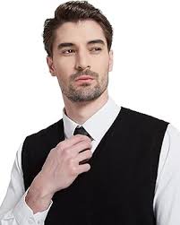 Amazon.com: Kallspin Men's Wool Blended Vest Sweater Relaxed Fit V Neck  Sleeveless Knitted Pullover (Black, Small) : Clothing, Shoes & Jewelry