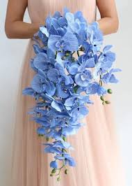Blue Orchid Cascading Wedding Bouquet Blue Orchid Wedding Orchid Bouquet Wedding Blue Wedding Bouquet
