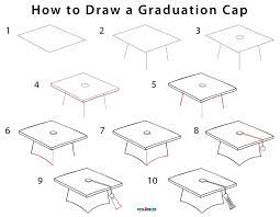 How To Draw A Graduation Cap Step By Step Pictures Cool2bkids Graduation Cap Drawing Graduation Drawing Cap Drawing
