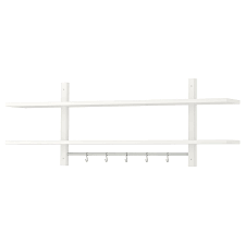 Varde Wall Shelf With 5 Hooks White 140x50 Cm In 2020 Wall Shelves Shelves White Wall Shelves