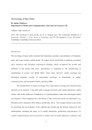 Pdf The Sociology Of Mass Media