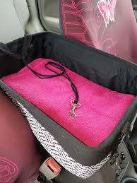 Diy Small Dog Car Console Seat Everything Was Purchased At Dollar General Total Cost Less Than 15 Us Small Dog Car Seat Dog Car Booster Seat Diy Dog Stuff