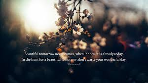 That's why don't waste anytime. Beautiful Tomorrow Never Comes Beautiful Tomorrow Never Comes So By Life In A Well Life In A Well Quotes Medium
