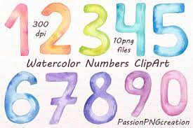 Watercolor Numbers Clipart Numbers Clip Art Digital Numbers Etsy Clip Art Watercolor Christmas Songs For Kids