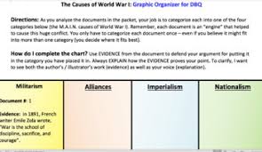 Main Causes Of World War 1 Document Based Question Graphic Organizer Guide