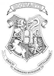 Symbol Emblem Seal Sign Logo Or Flag Of Hogwarts School Of Witchcraft And Wizardry In Harry Potter Colors Harry Potter Sketch Harry Potter Coloring Book