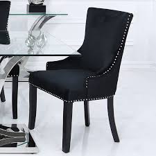 .retail packaging (where packaging is applicable), velvet dining chairs with knocker upholstered wooden chairs room home restaurant, type: Black Velvet Dining Chair With Studded Trims And Ring Knocker Back Picture Perfect Home