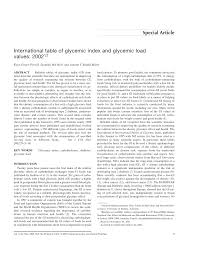 Pdf International Table Of Glycemic Index And Glycemic Load