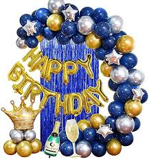 Day of the dead decor. Yansion Birthday Party Decorations Blue Silver And Gold Party Balloons For Boys Friends Men Teens With Happy Birthday Banner Crown Champagne Balloons For 18th 21st 30th 40th 50th 60th 70th Party Decor