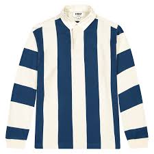 Still enjoying wearing my rugby shirts! Ymc Jj Rugby Shirt Ecru Blue Bij Kickz Com