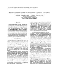Pdf Solving Crossword Puzzles As Probabilistic Constraint Satisfaction