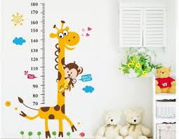 animal height chart measure kids children wall sticker art