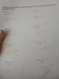 With each next step, you are adding previous steps as a repeated sequence with a common difference between each step. Given The Recursive Formula For A Geometric Sequence Find The Common Ratio The 8th Term And The Brainly Com