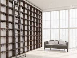 Interior Of House Library In Modern Apartment In New York Long Stock Photo Picture And Royalty Free Image Image 60811355 A perfect home library has shelves swelling with books a ladder and comfortable cushioned chair and a side table. interior of house library in modern apartment in new york long