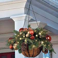 Regal Christmas Pre Lit Hanging Basket Improvements Christmas Hanging Baskets Christmas Porch Decor Outdoor Christmas Decorations