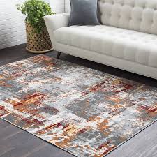 Azurine Burnt Orange Gray Area Rug Burnt Orange Living Room Grey And Orange Living Room Grey Area Rug