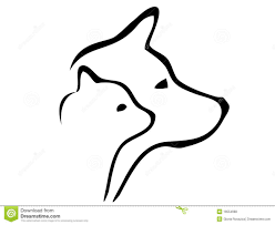 Composition of cat and dog silhouettes. Photo About Dog And Cat Heads Silhouettes And Strokes Illustration Of Line Kitty Game 195549 Cat And Dog Tattoo Cat Silhouette Tattoos Cat And Dog Drawing
