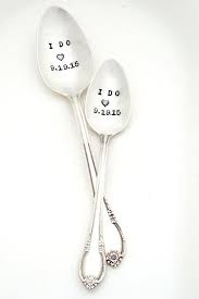 Tablespoon And Teaspoon Pair Custom Hand Stamped Spoons Personalized With Date Year Anniversary Gif Stamped Spoons Hand Stamped Spoon Handmade Wedding Gifts