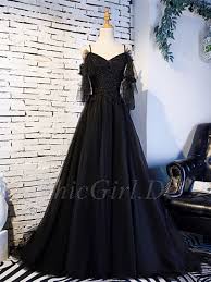 Maybe you would like to learn more about one of these? Gothic A Linie Abendkleid Brautkleid Spaghettitrager Ruckenausschnitt Schwarz Tull Perlen Ruschen