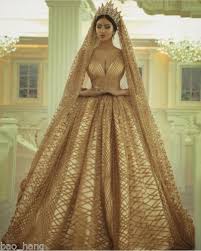 Luxury Gold Arabic Bridal Ball Gowns Cathedral Train Wedding Dresses 2017 Custom Nice Dresses Ball Gowns Gowns