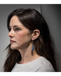 Caleb Calles Denim Lapis Teardrop Earrings