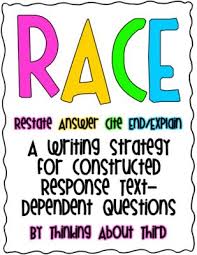 Race Constructed Response Writing Strategy From Thinking About Third On Teachersnotebook Com Writing Strategies Constructed Response Races Writing Strategy