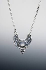 White Crescent Moon Necklace Handmade Moon Necklace Witch Etsy In 2021 Ancient Necklace White Moonstone Necklace Moon Necklace