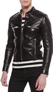 Saint Laurent Leather Racer Jacket With Padded Shoulders Black Shopstyle Jackets Men Fashion Cafe Racer Jacket Racer Jacket