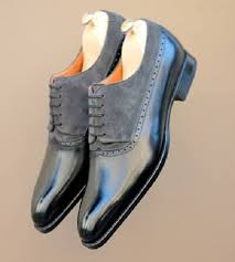 Handmade Men S Oxford Two Tone Shoes Men Black Grey Dress Office Dress Formal Elegant Shoes Dress Shoes Men Suede Leather Shoes