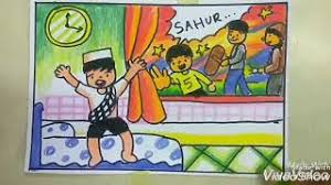 Menggambar #poster tema menyambut bulan ramadhan dlm suasana pandemik corona. Cara Mudah Menggambar Tema Sahur Dibulan Ramadhan Buat Anak Sd Youtube