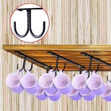 The most common under cabinet mug rack material is metal. Kitchen Cup Holder Mug Rack Under Cabinet 4 Hooks Under Shelf Display Hanging Shopee Philippines