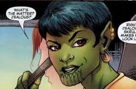 Dr Naja Later 🏳️‍🌈⚧ on Twitter: "This is Jazinda Kl'rt-Spawn, daughter of  the Super-Skrull (he's a Skrull but super). She becomes She-Hulk's live-in  gal pal and they go on road trips together
