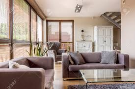 Other pyrite collection items are available and sold separately. Cozy Living Room With Big Windows With Blinds Two Comfortable Sofas And Glass Coffee Table Stock Photo Picture And Royalty Free Image Image 68548566
