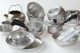 vintage toy kitchen metal pots pans