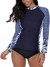 Charmo Charmo Womens Long Sleeve Rash Guard Swimwear Colorblock Swim Shirts Printed Uv Shirts Walmart Com Swim Shirts For Women Rash Guard Swimwear Swimwear