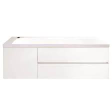 This single bathroom vanity set uses wood grain design and metal track hardware to give your guest bathtub or half bathroom the appearance of a coastal farmhouse. Bathroom Bondi Designs Saber 47 25 In White Gloss Single Sink Bathroom Vanity With White Gloss Solid Surface Top Hulezug