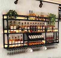 Amazon.com: RAJYQODIS 59in Wall Mounted Wine Rack with LED ...