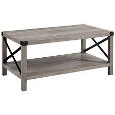 Antique gray large square wood coffee table set with lift top. 40 Wood And Metal X Coffee Table In Gray Wash Walmart Com Walmart Com