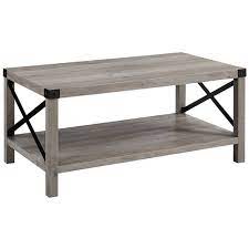 By safavieh 5 148 30. 40 Wood And Metal X Coffee Table In Gray Wash Walmart Com Walmart Com