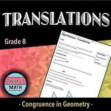Translations Worksheet Students Name And Use A Vector Understand That Vector Give Both Distance Math Lessons Middle School Math Materials Middle School Math
