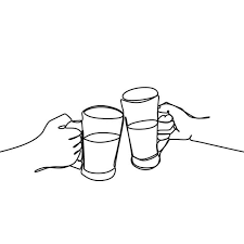 Continuous Line Drawing Of Cheers Clinking Of Friends With Bourbon Whisky Drink In Party Night After Work Vector Illustration Arm Wineglass Graphic Png And V Continuous Line Drawing Line Drawing Wine